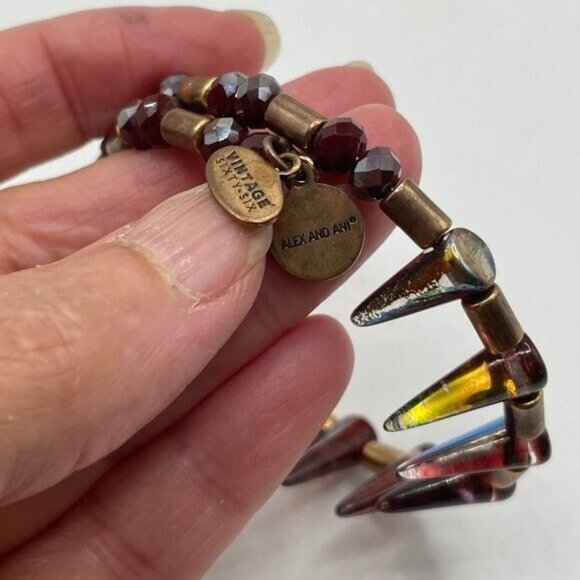 Alex and Ani Depths of the Wild Crimson Aura Wrap Bracelet Spiked Studded Gold - Picture 3 of 3